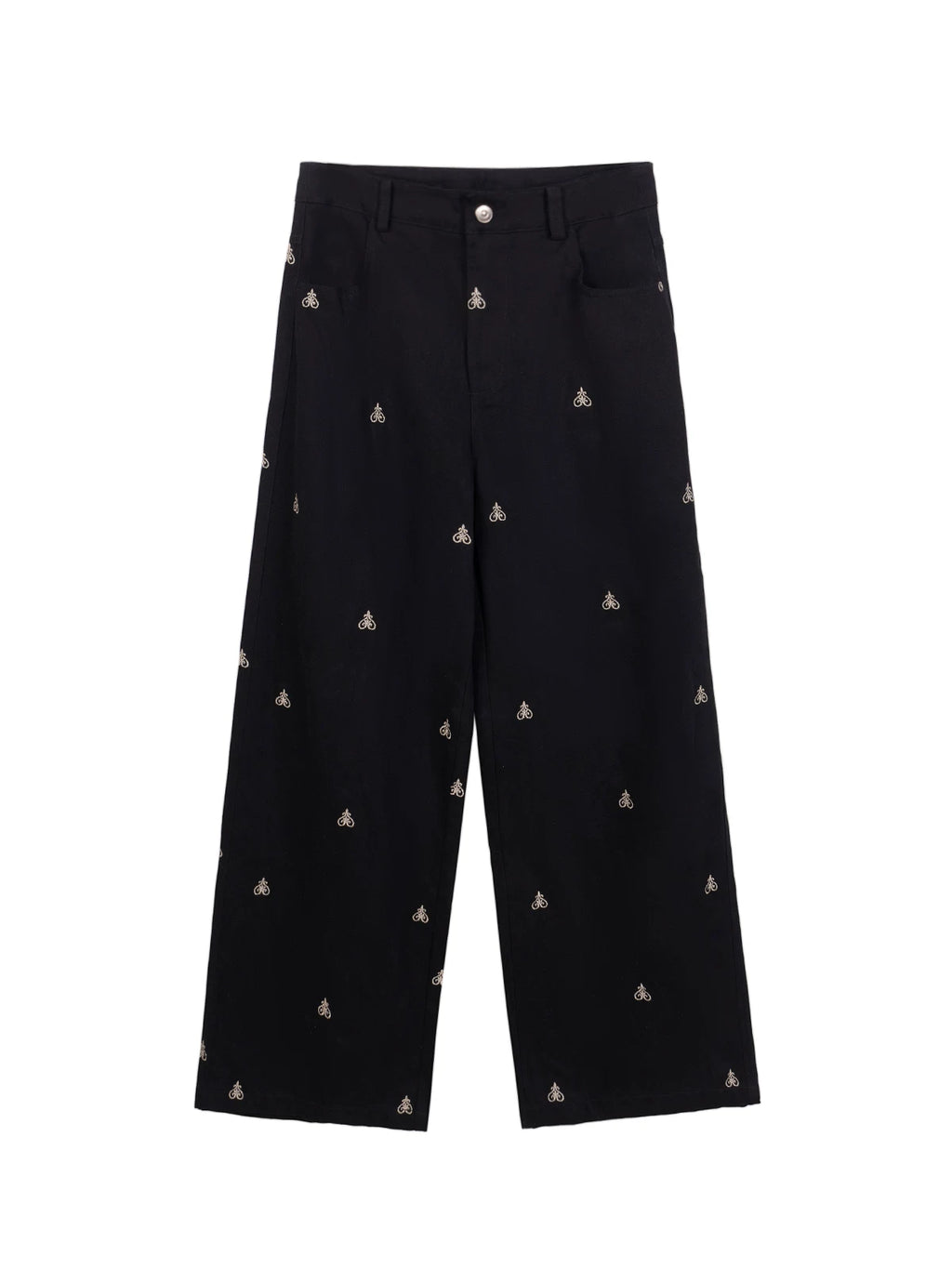 XUJING High-waisted Straight-leg Embroidered Slacks