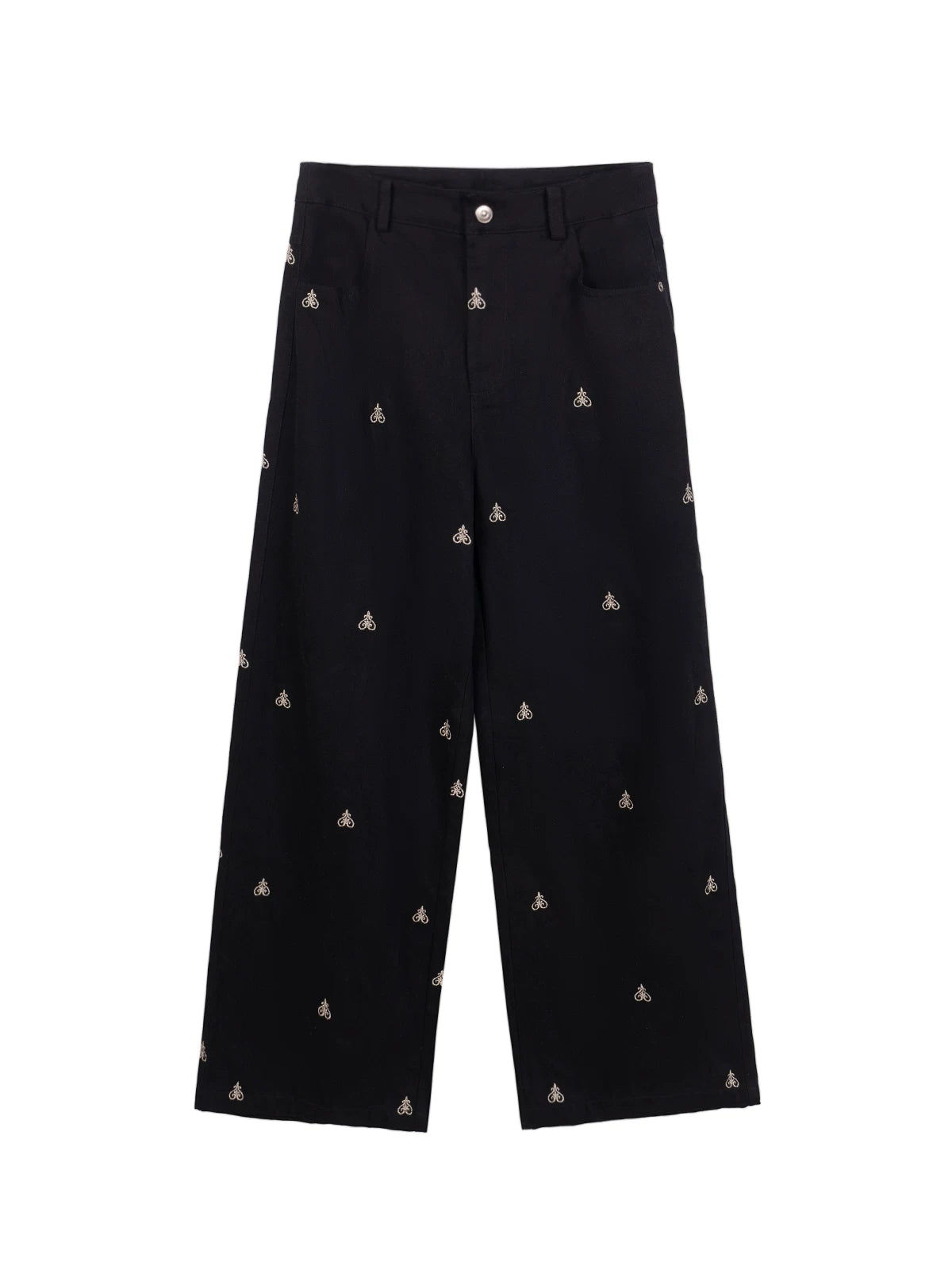 XUJING High-waisted Straight-leg Embroidered Slacks