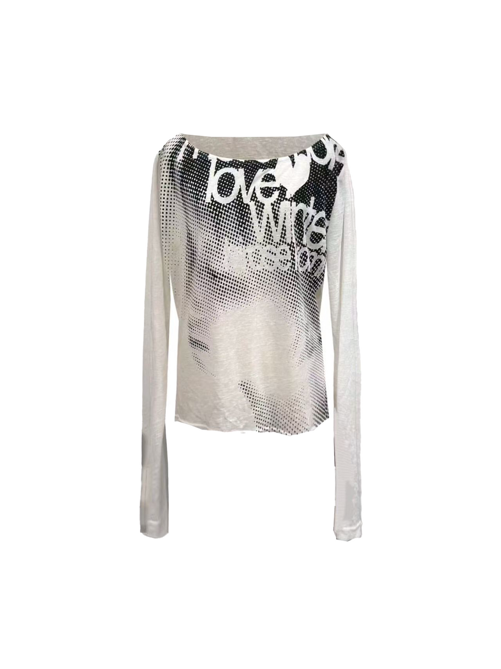 DETW U-neck One-word Shoulder Loose and Thin Long Sleeves