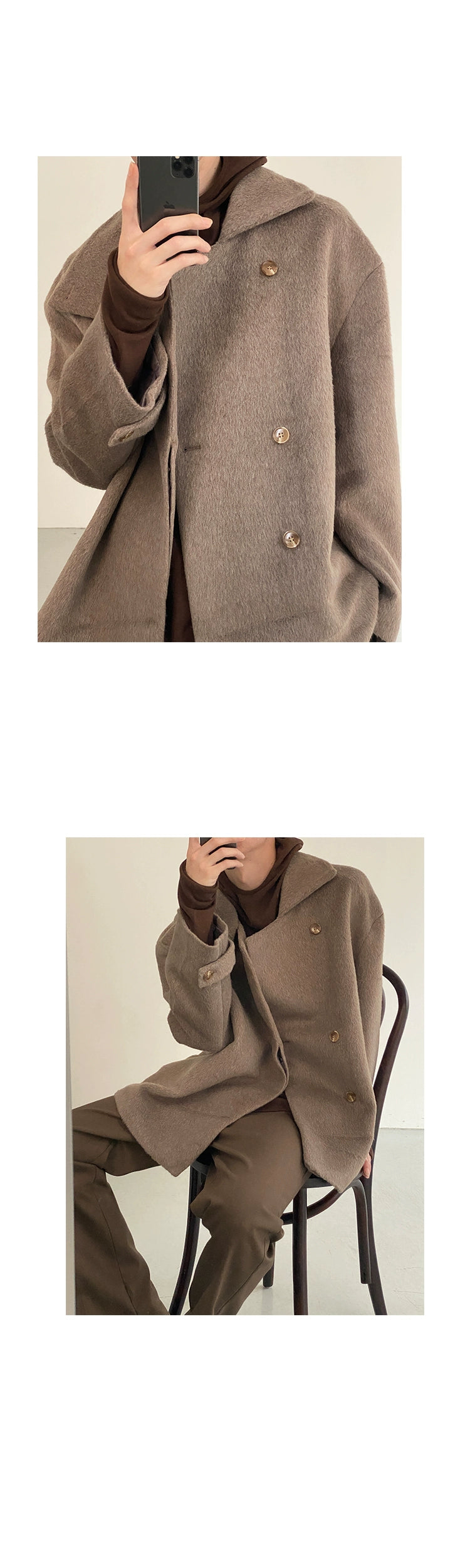 COLN Short Stand-up Collar Woolen Coat
