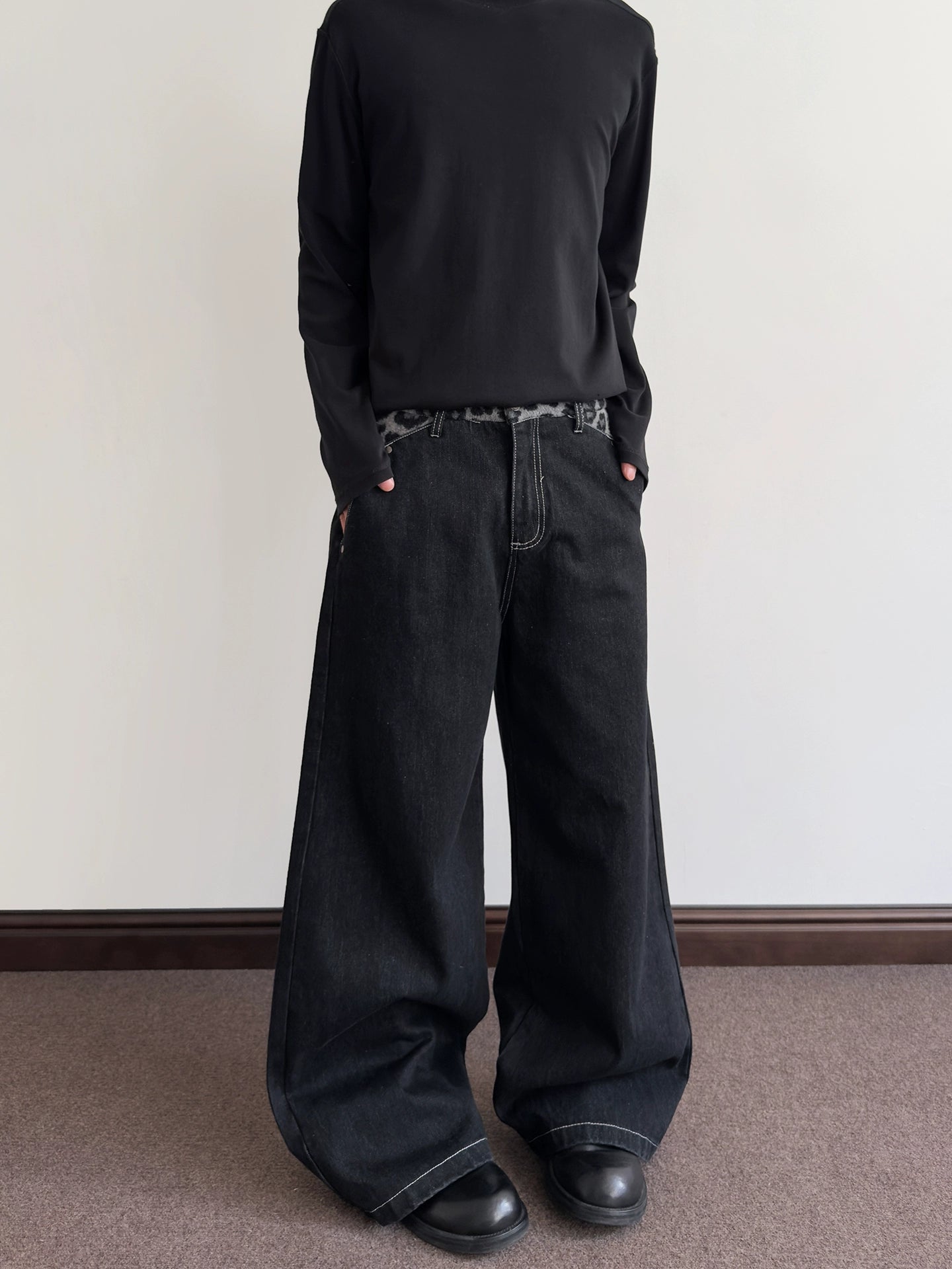 A PUEE Vintage Leopard Patchwork Scimitar Jeans