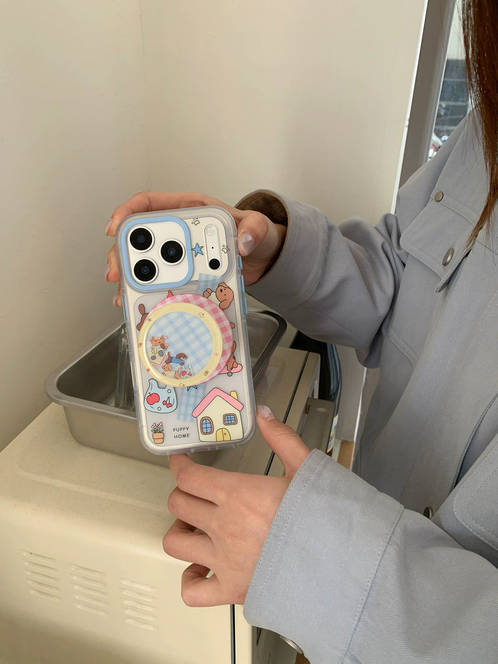 Kano Cute Puppy Cartoon for IPhone Mobile Phone Case Magnetic Belt Holder