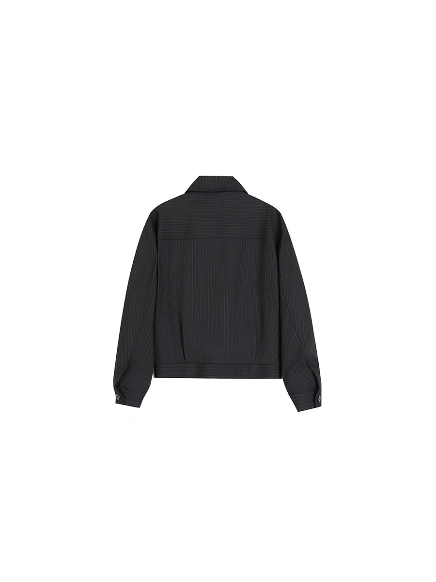 [PLUS NO LOGO] 25AW striped jacket short lapel zipper jacket