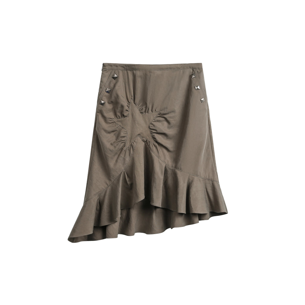JIKOO Rivet Asymmetrical Pendulum Skirt