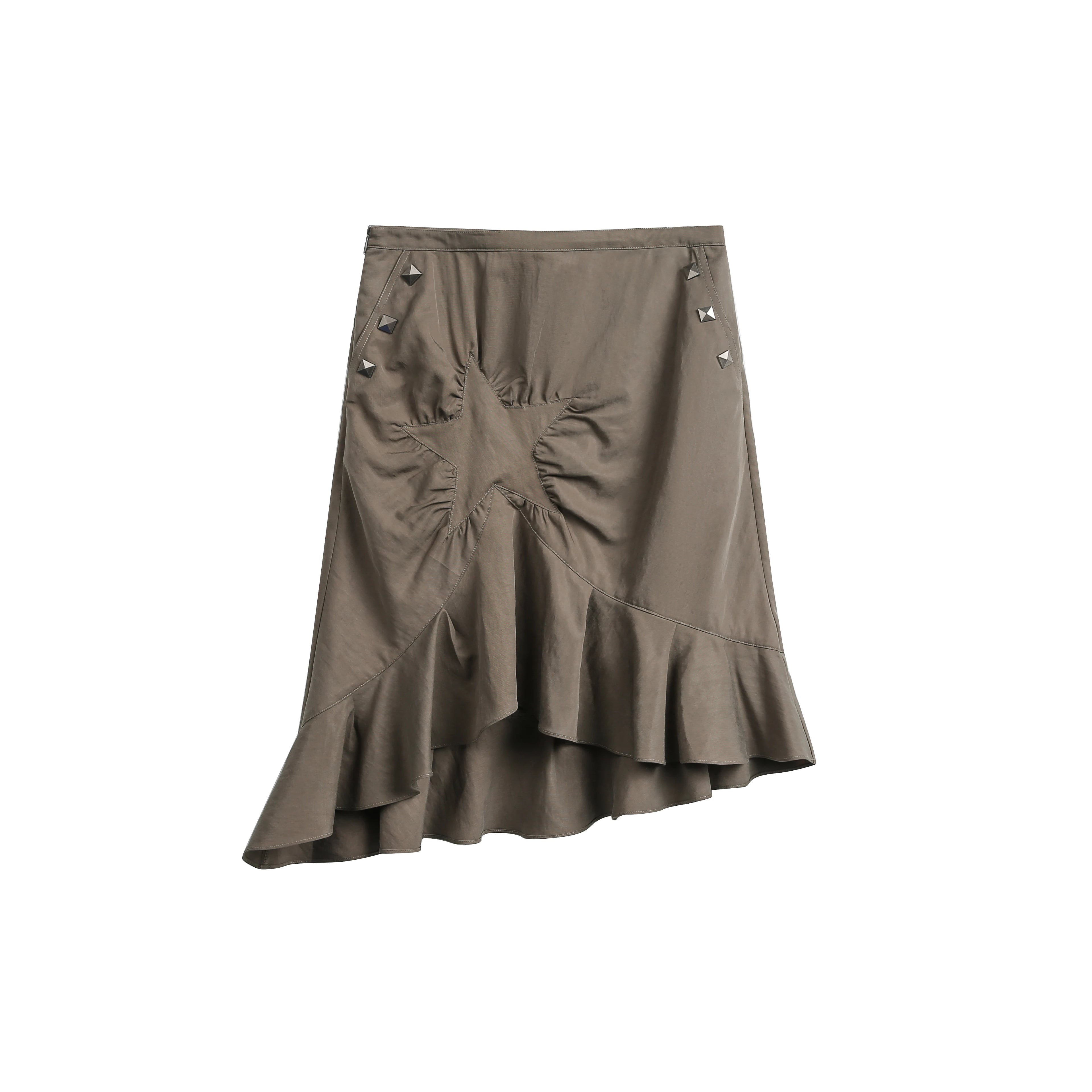 JIKOO Rivet Asymmetrical Pendulum Skirt