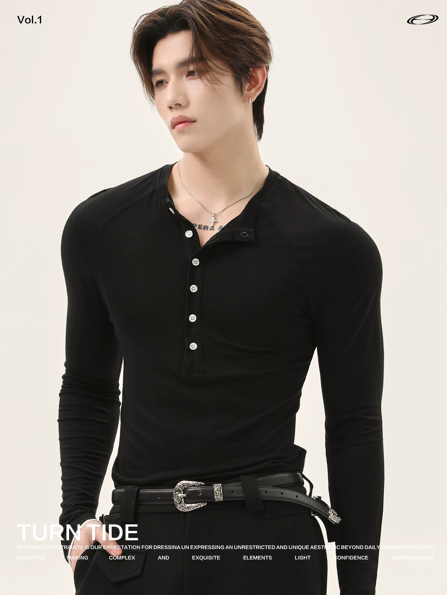TURNTIDE Vintage Breasted Slim Slim Thin Shoulder Long Sleeves
