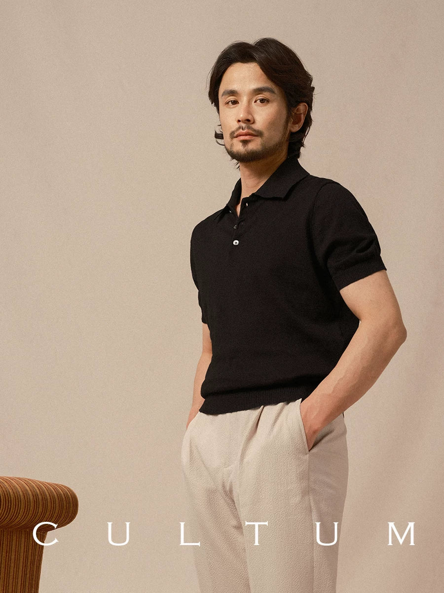 CULTA Lapel Vintage Knitted Polo Shirt