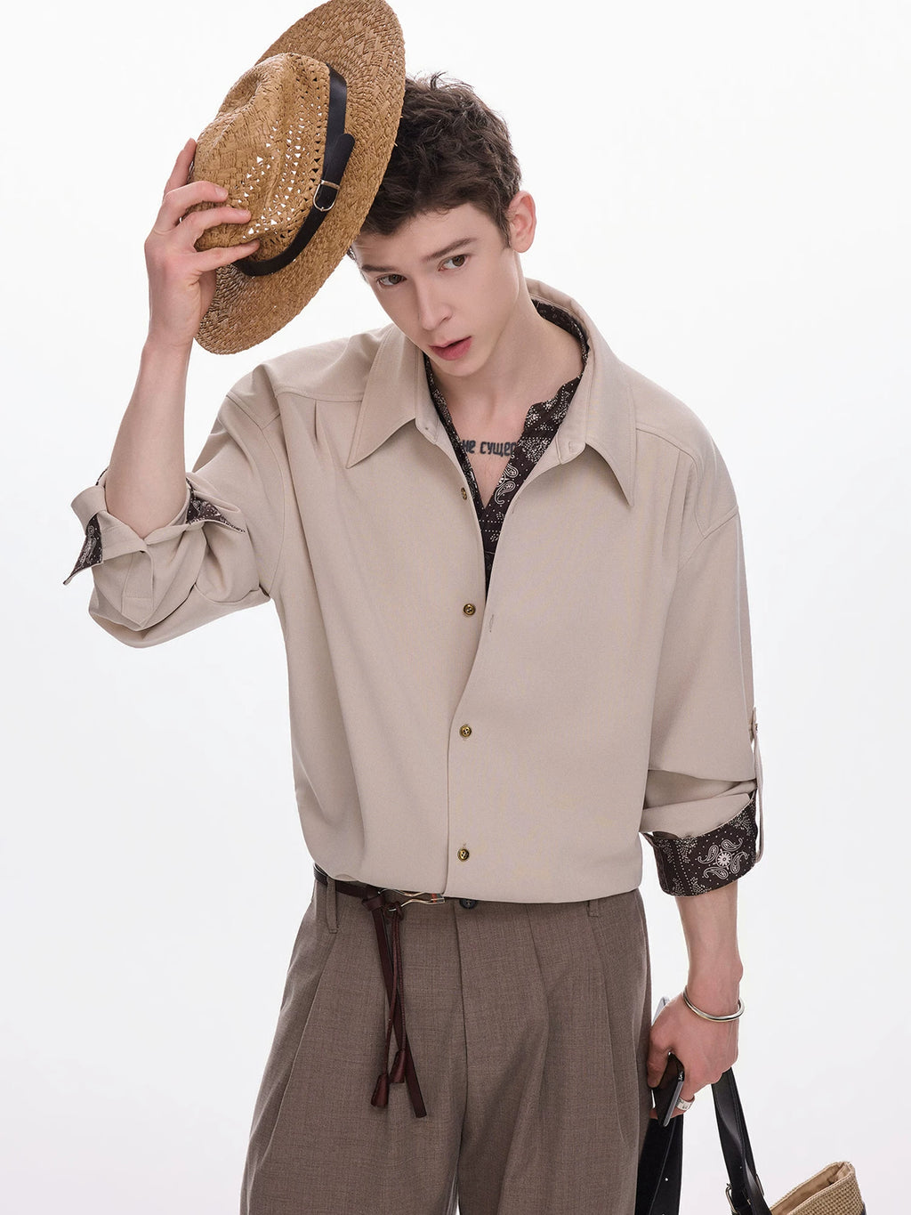 CHOR Vintage Cashew Print Long Sleeve Shirt