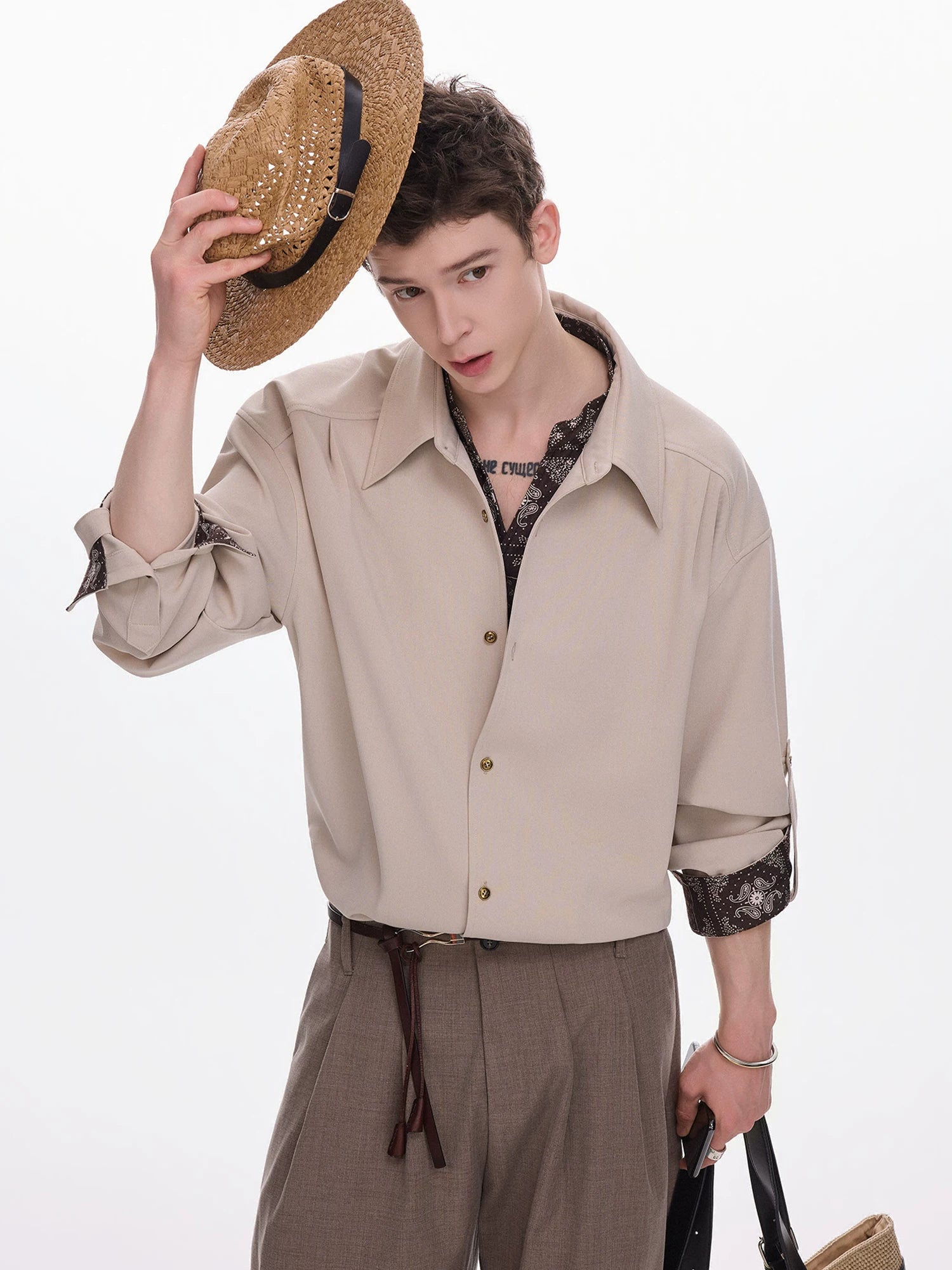 CHOR Vintage Cashew Print Long Sleeve Shirt
