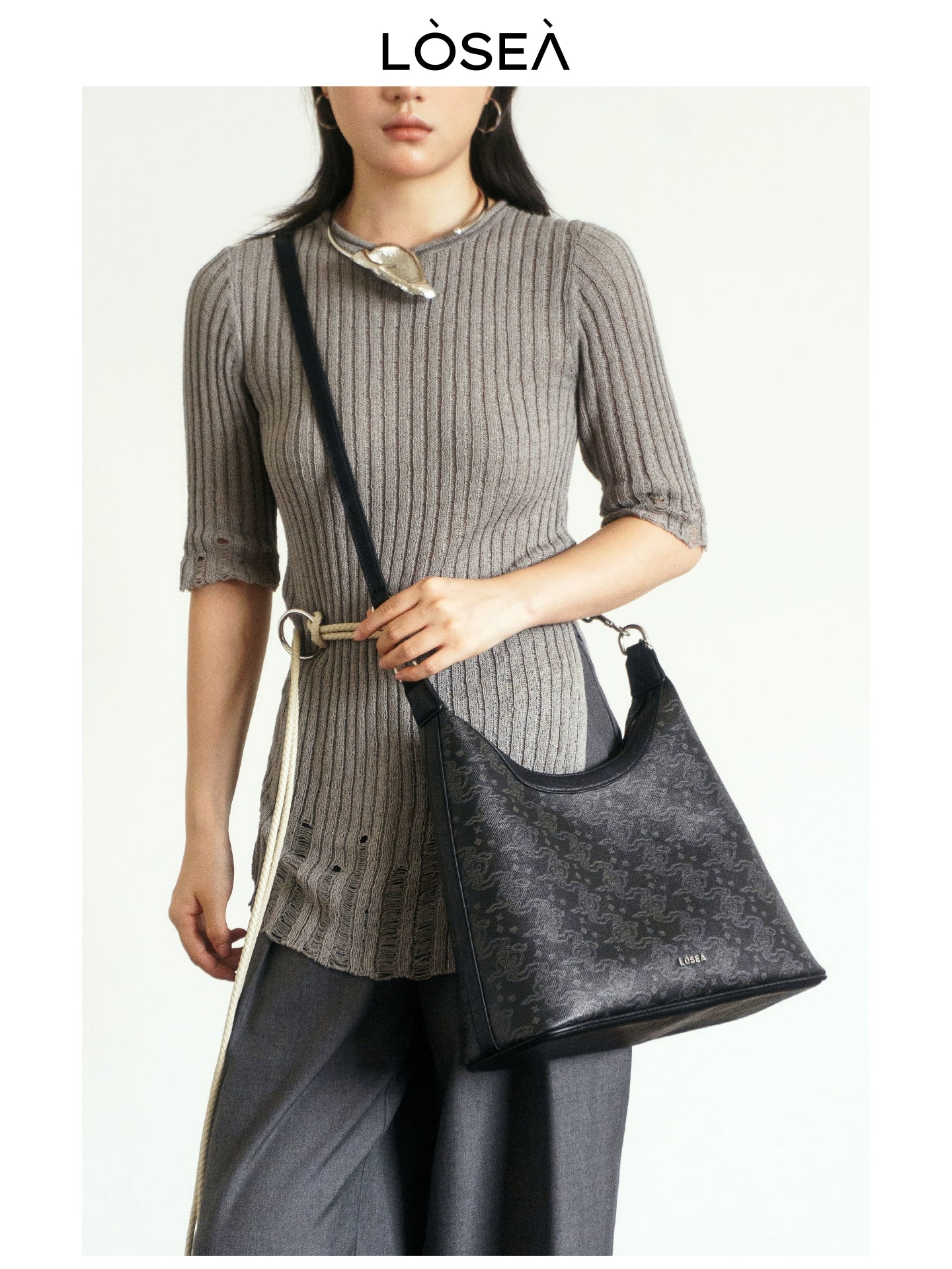 LOSEA Ruyi Moire Underarm Retro Shoulder Bag