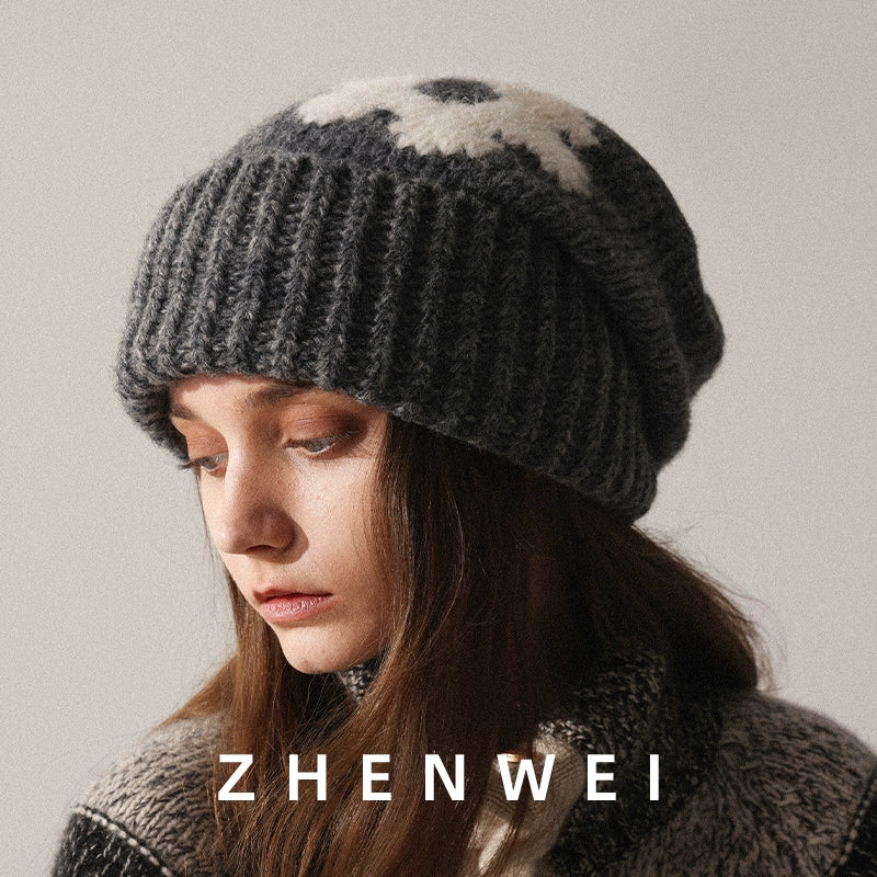 ZHENWEI Woolen Knitted Hat with Large Head Circumference