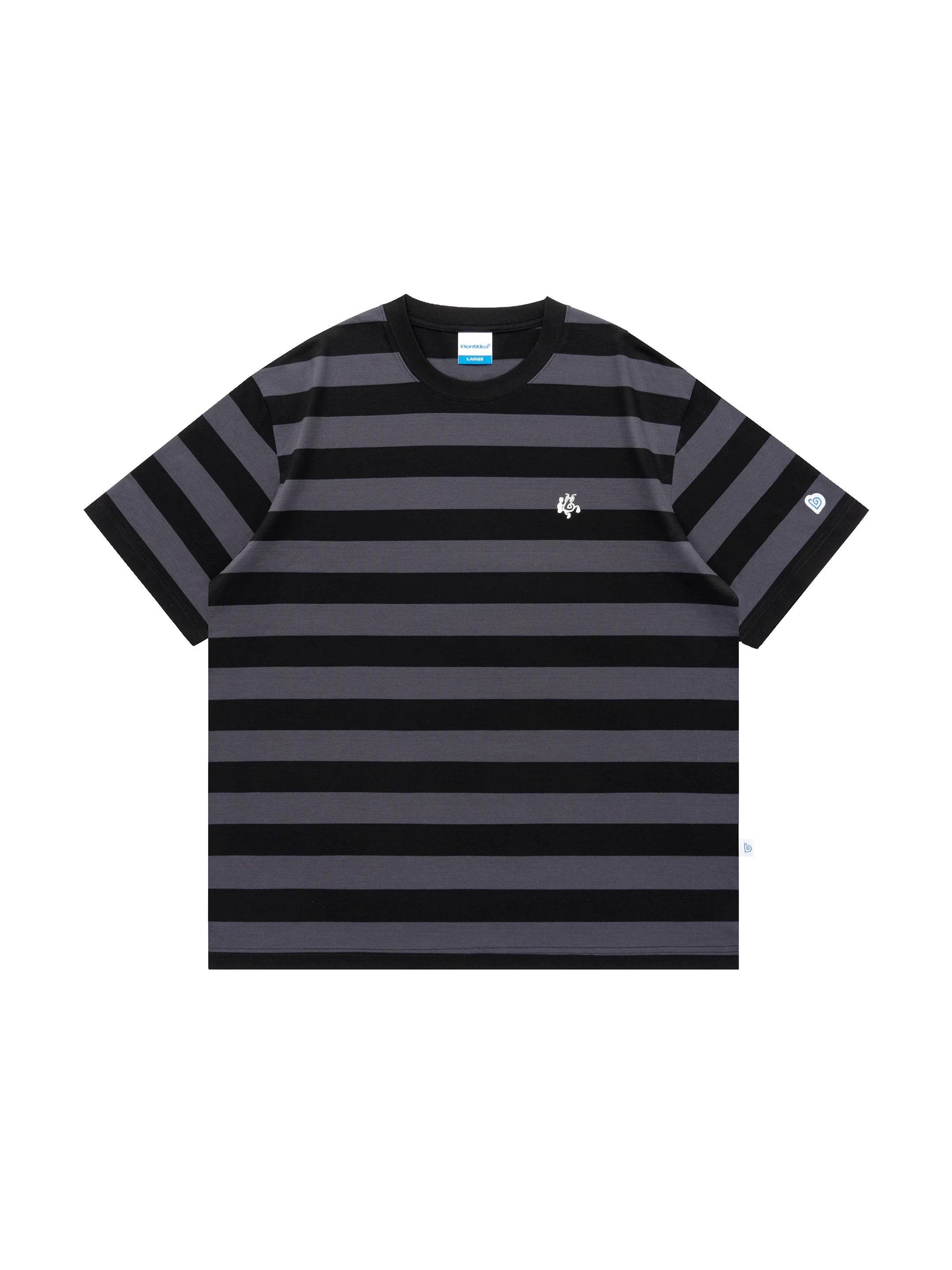 BENT IDEA Wide Striped Crew Neck Casual Tee