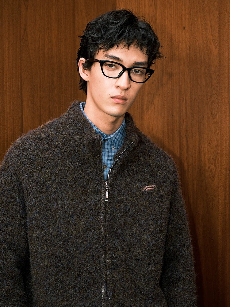 MATCHA STORY Stand-up Collar Loose Casual Knitted Sweater Jacket
