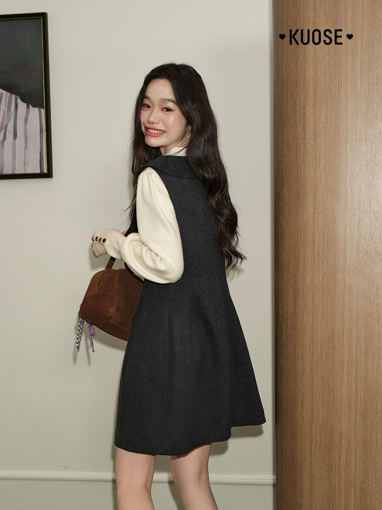 Kuose Waist and Inner Knitted Sweater Dress Two-piece Set