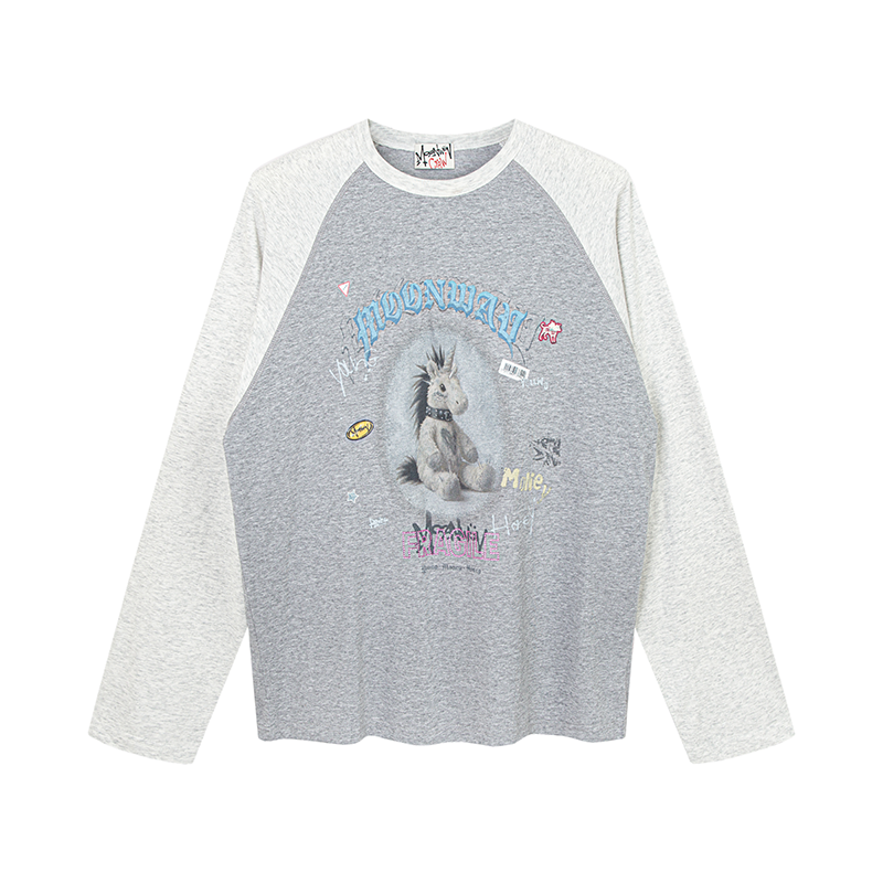 MOONWAV Unicorn Print Shoulder Sleeve Long Sleeve