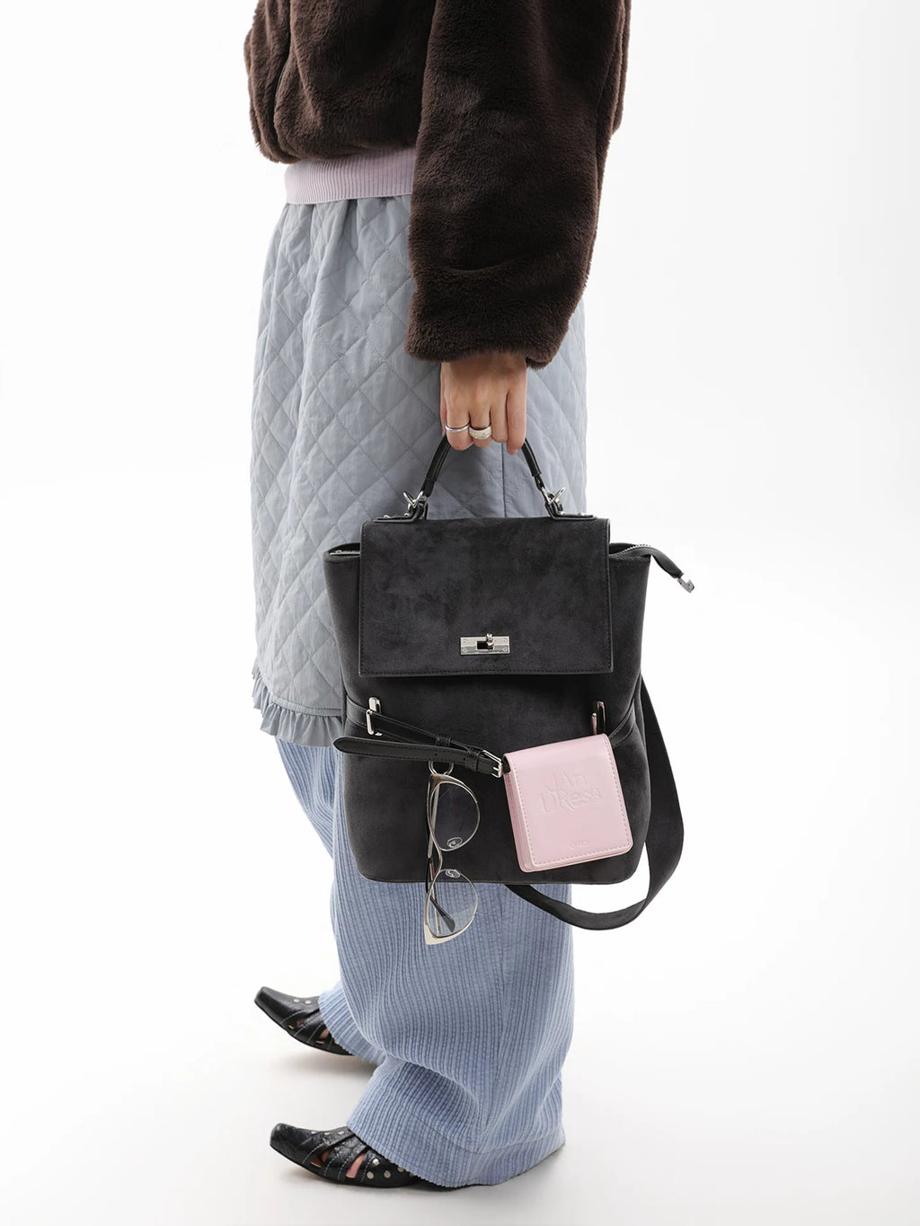 JANDRESS Suede Contrasting Backpack
