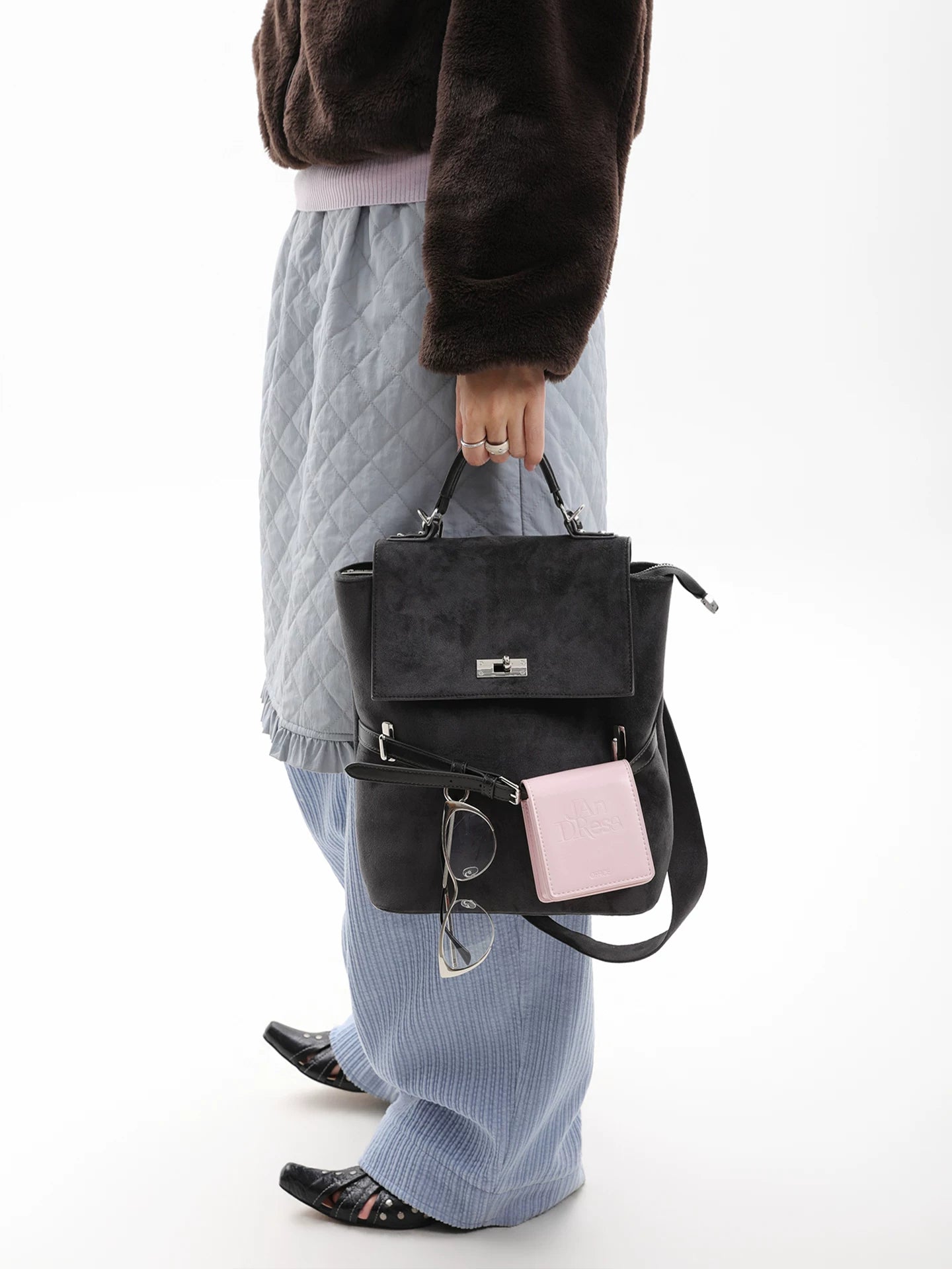JANDRESS Suede Contrasting Backpack