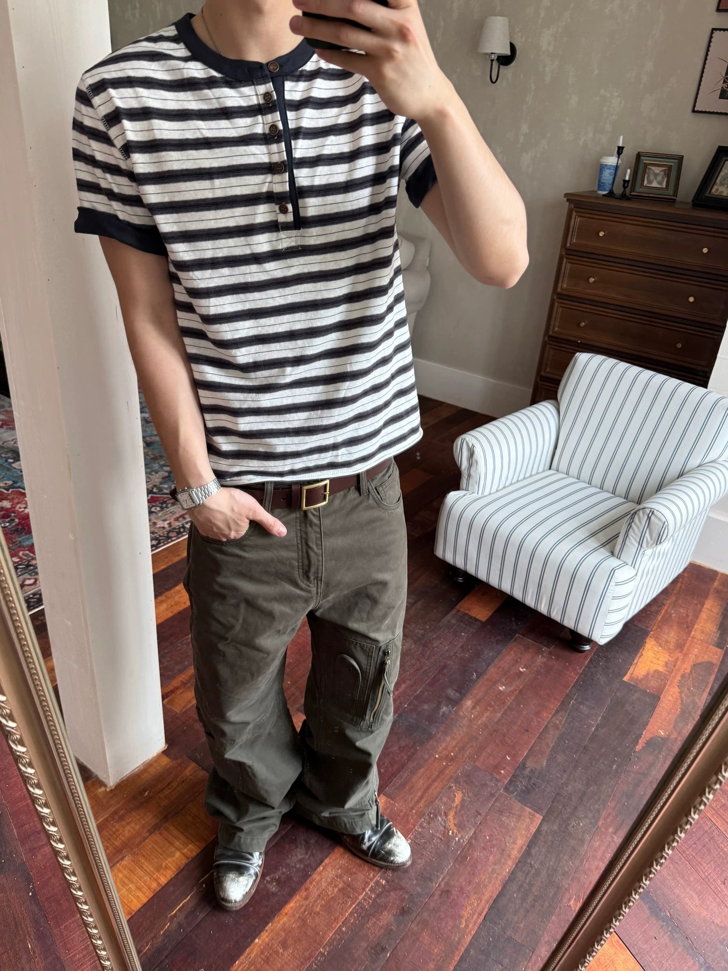 TREclub Vintage Contrast Striped Versatile Tee