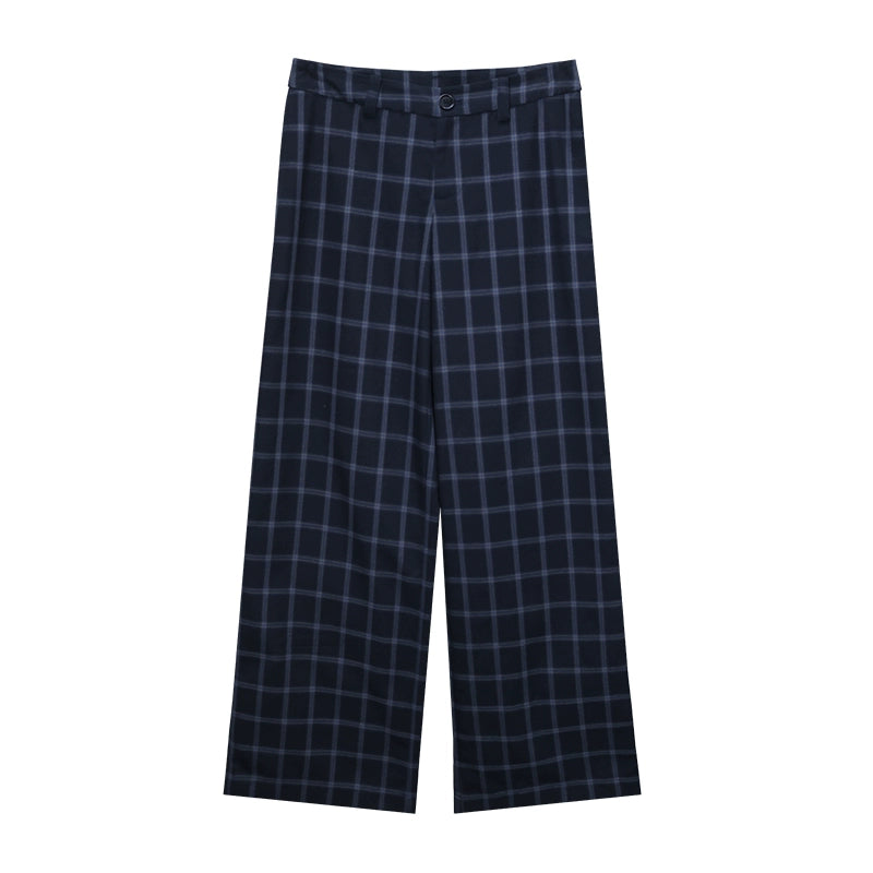 Audwyn Vintage Plaid Loose Straight Casual Pants