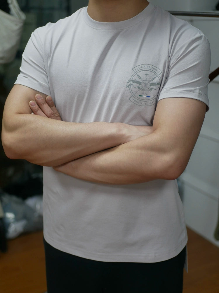 NO LOGO Strip Reflective Printed Front Shoulder Tee