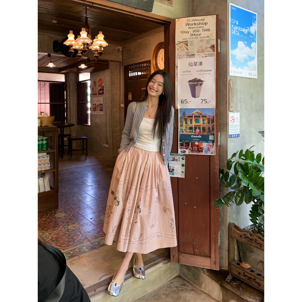 Pusumede Fun Graffiti Loose Skirt