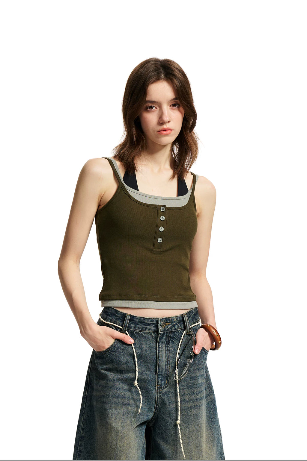 Loopsoon Fake Two-piece Versatile Contrasting Edge Suspenders