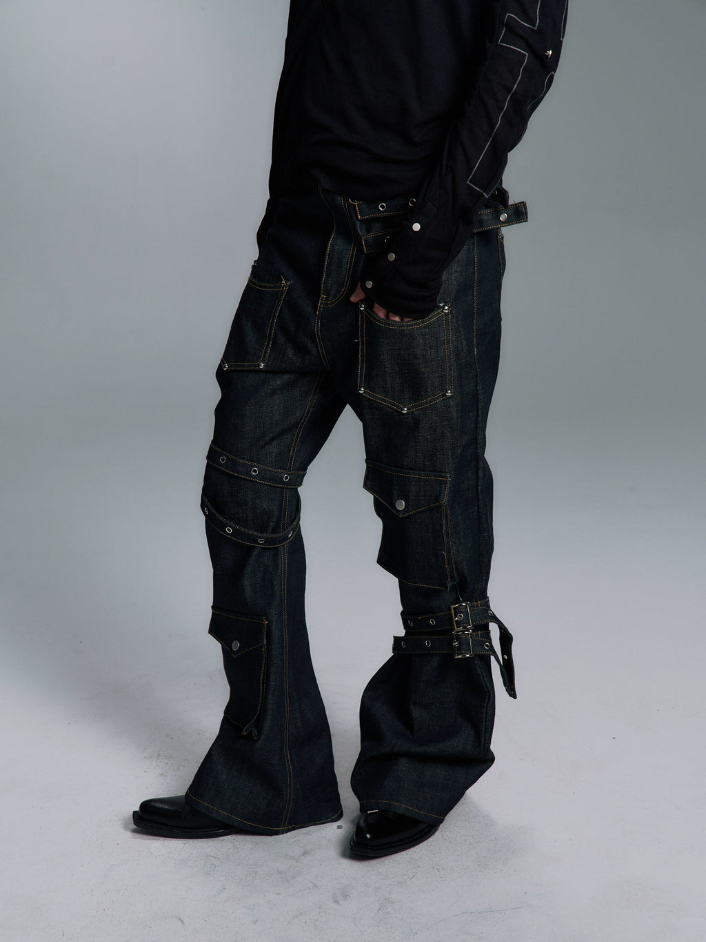 PAIKI Strap Straight Versatile Jeans