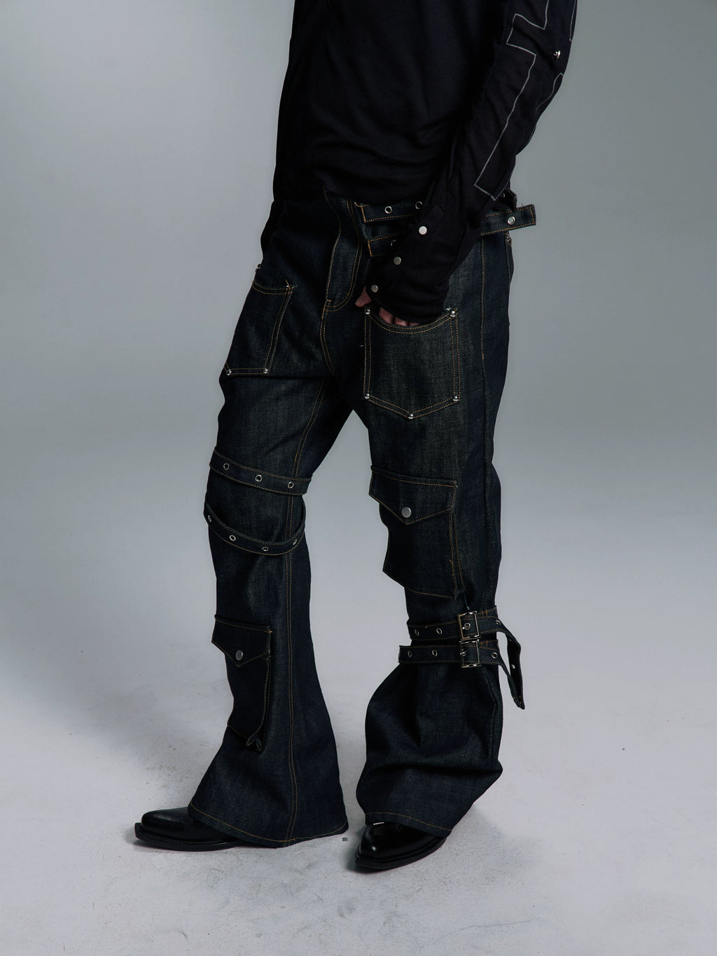 PAIKI Strap Straight Versatile Jeans