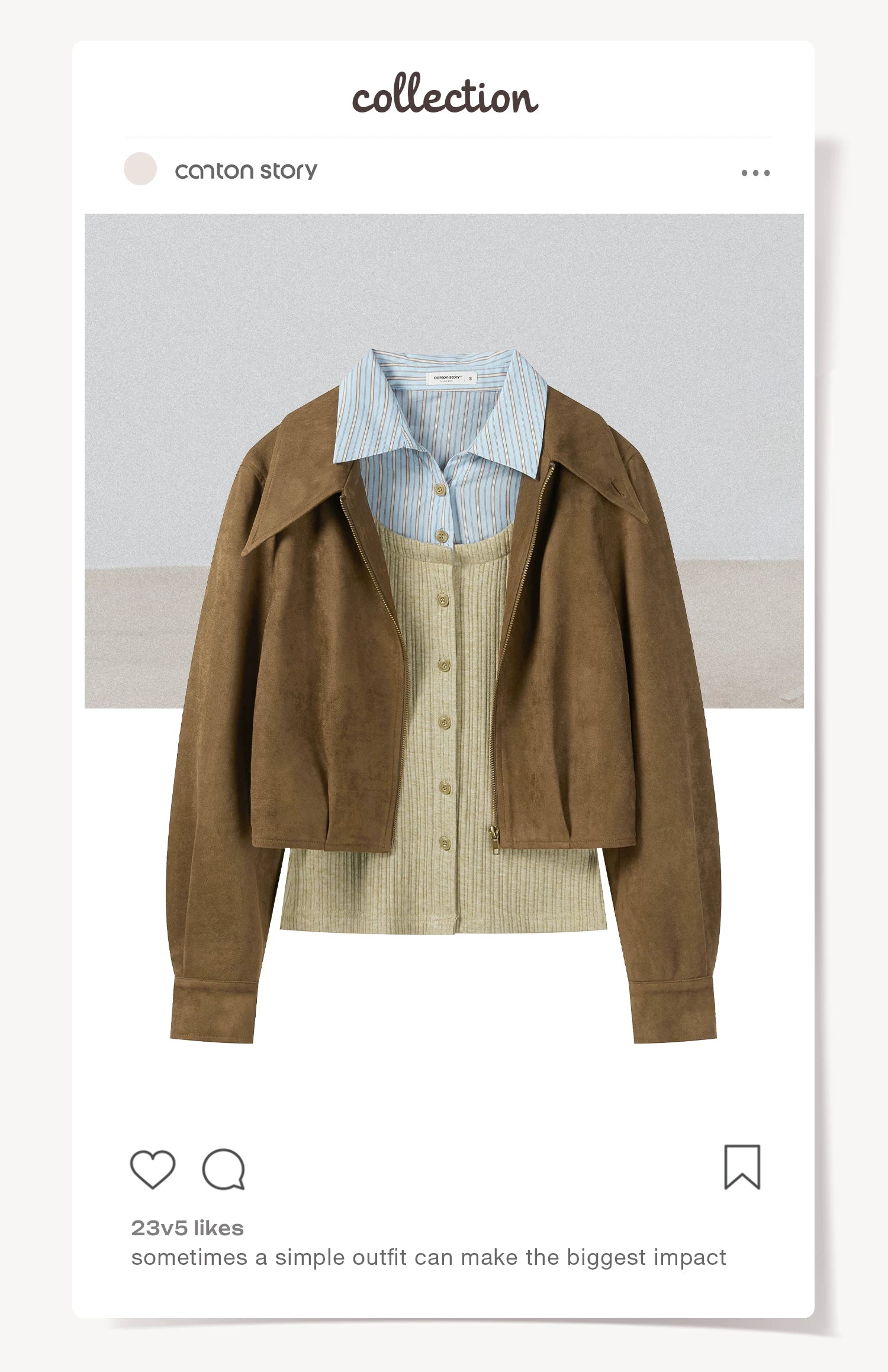 Cantonstory Temperament Fake Two Lapel Long Sleeves
