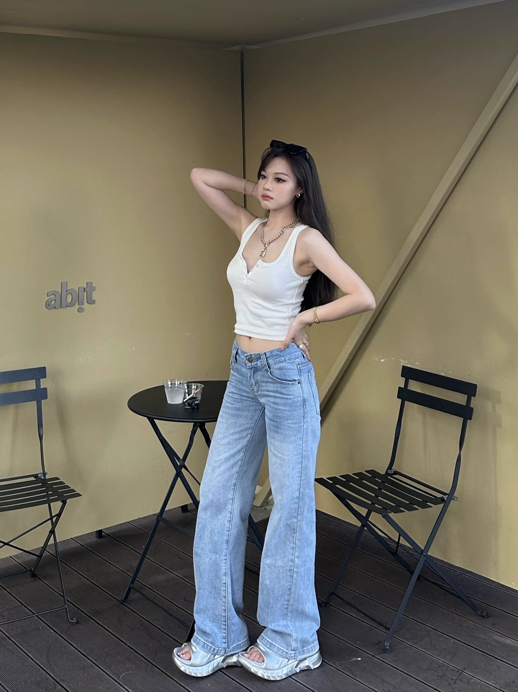 Popchee Low Waist Wide Leg Versatile Jeans