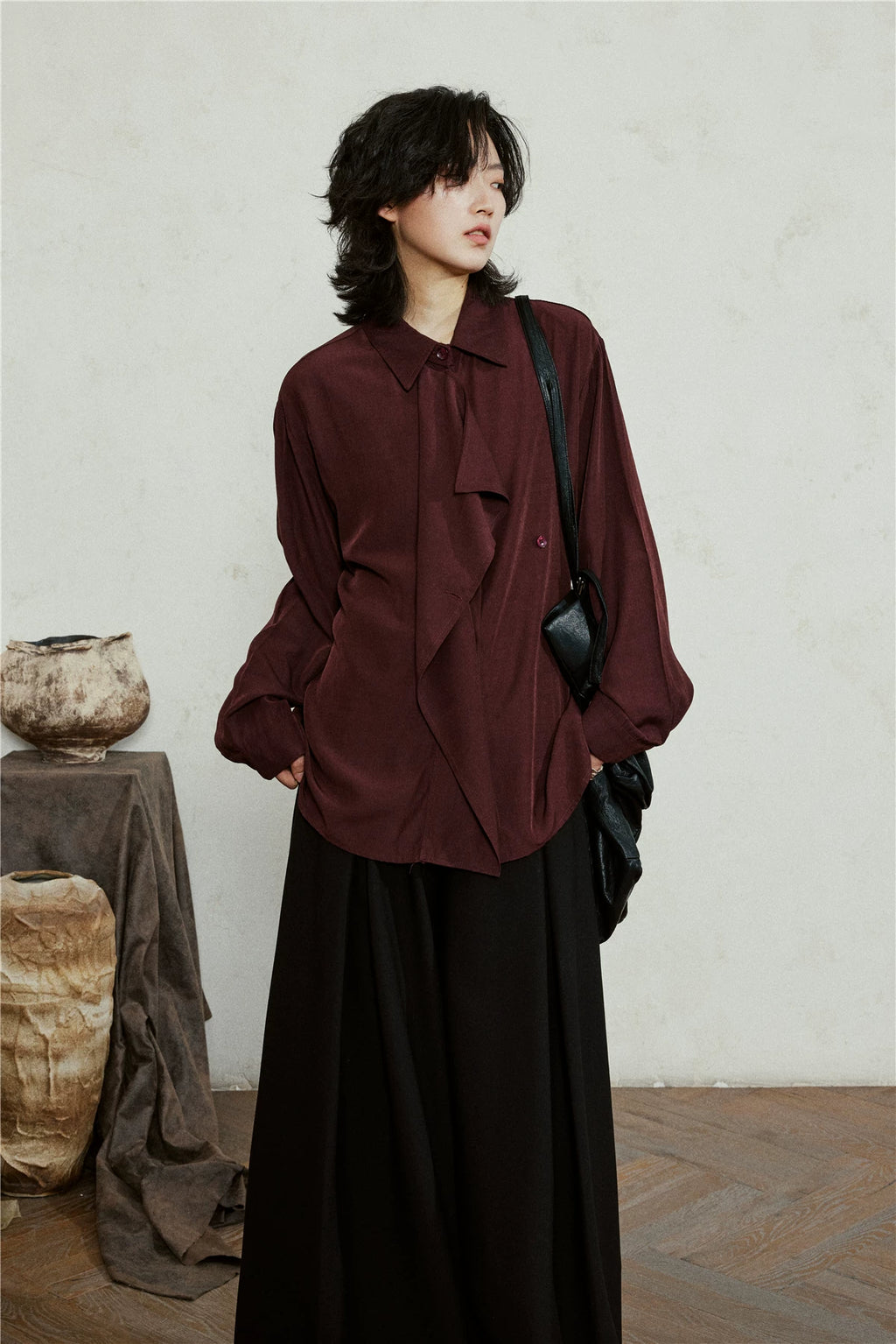 SUNYVONNE Minimalist Lazy Ribbon Shirt