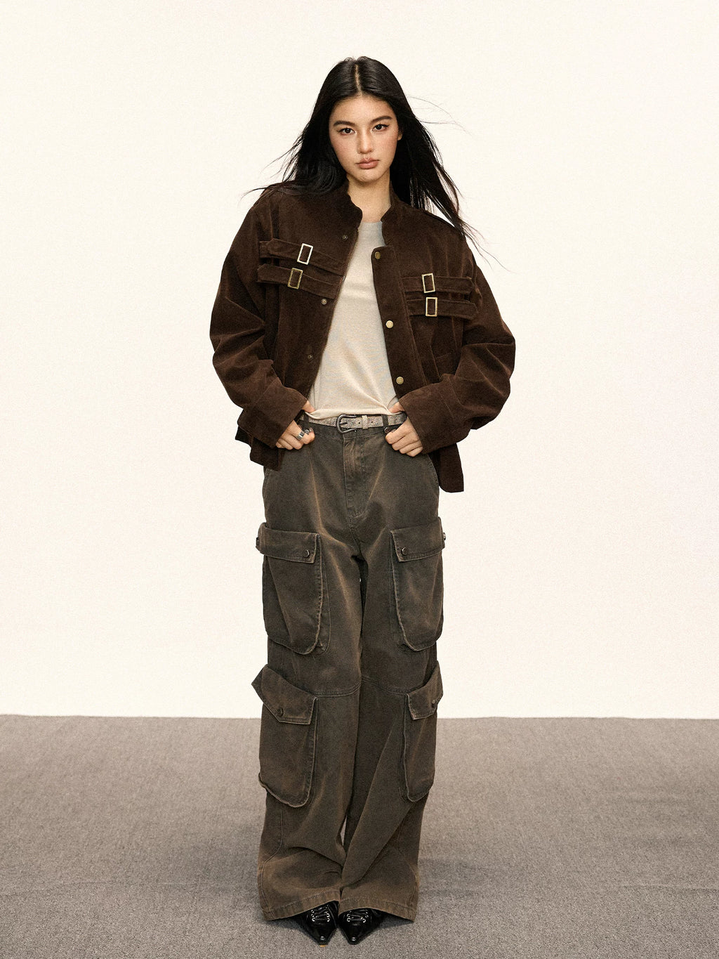 Cherry Melody Vintage Loose Stand-up Jacket