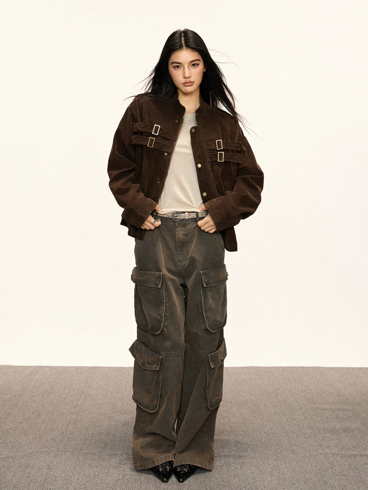 Cherry Melody Vintage Loose Stand-up Jacket