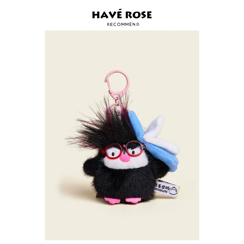 HAVEROSE Straight-A Student Penguin Bag Keychain Plush Pendant