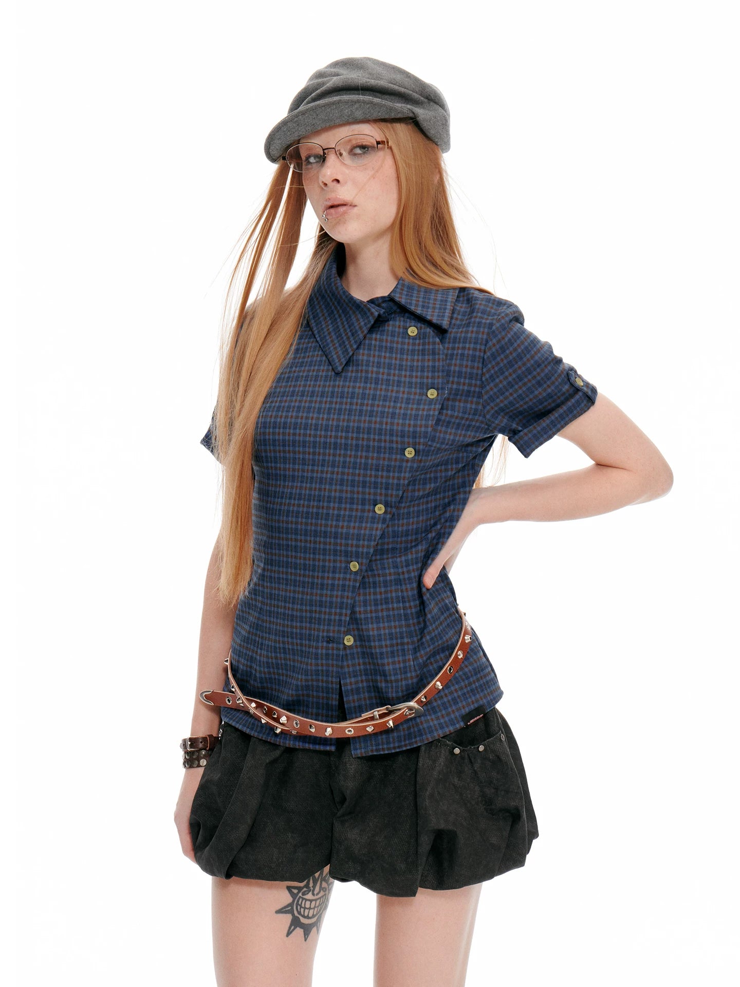 JIKOO Vintage Lapel Shoulder Shirt