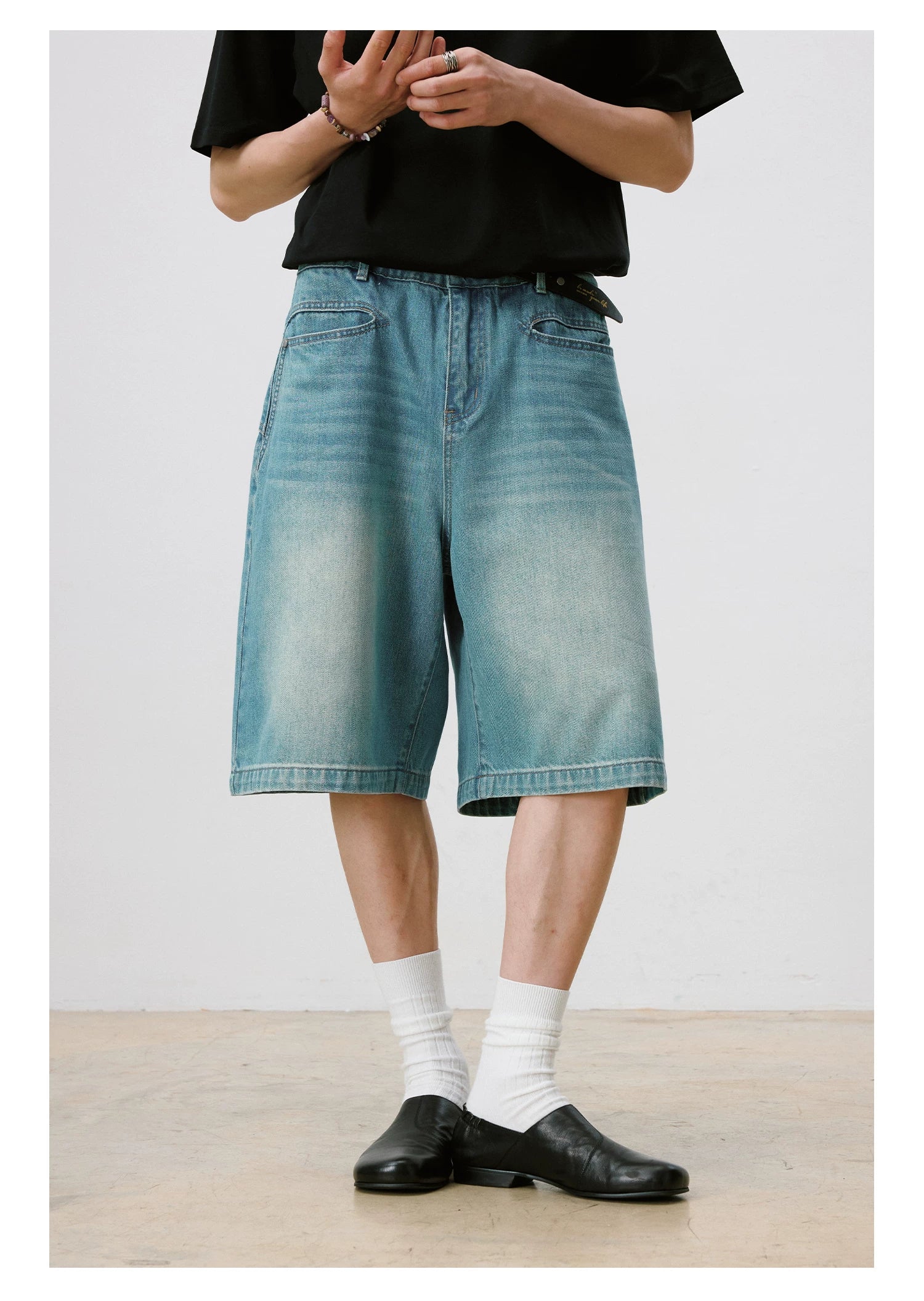 LR MADE Retro Old Denim Six-point Shorts