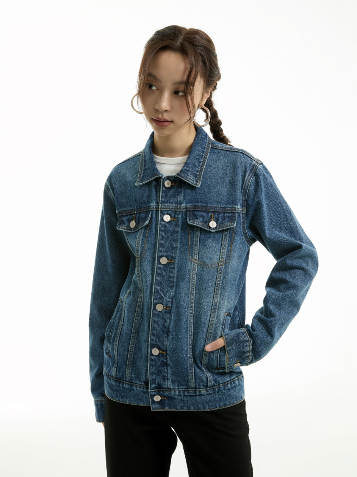 FUNKYFUN Ma Liu Made Old Lapel Loose Denim Jacket
