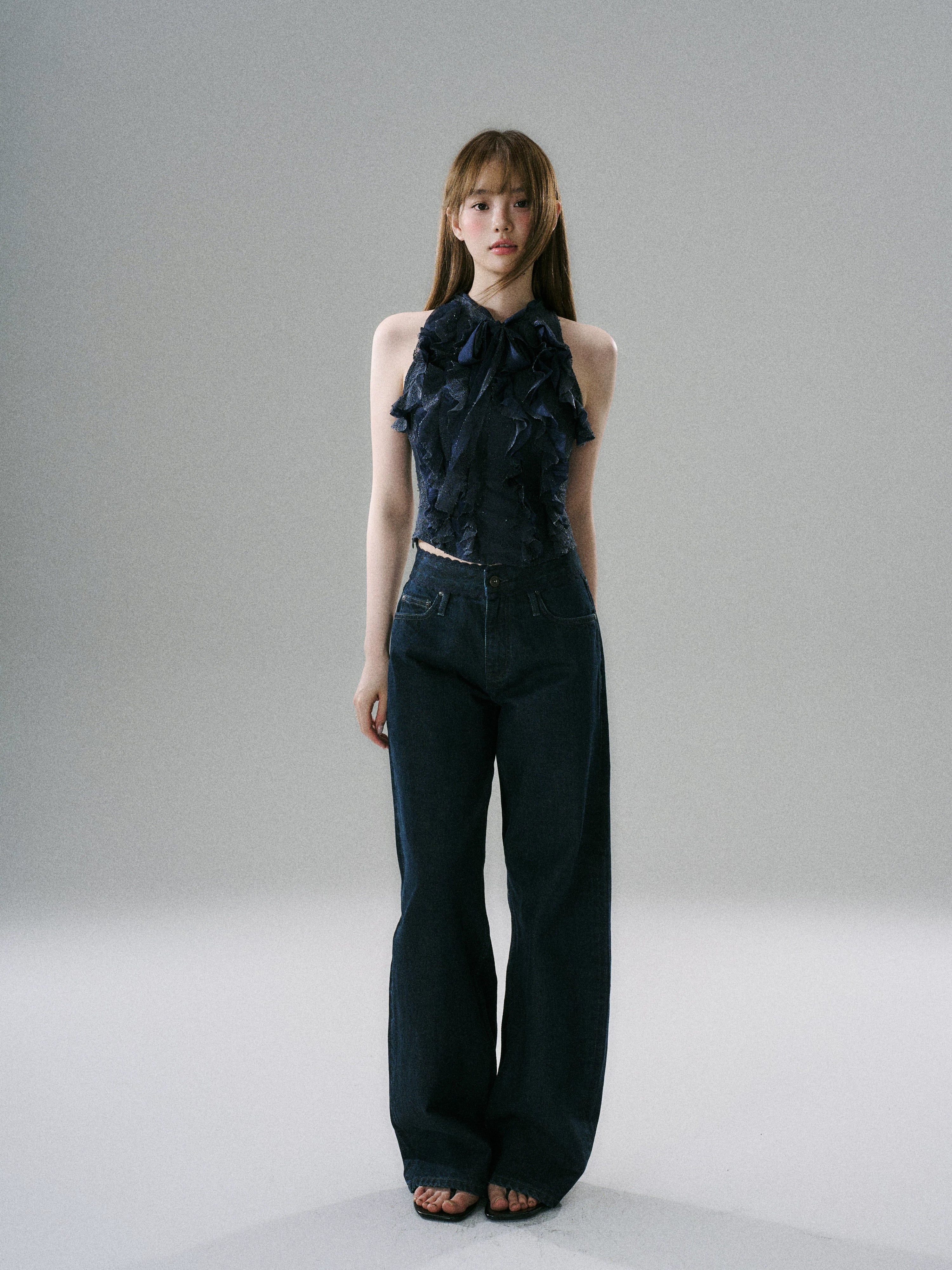 LOST FOREST Straight Wide-leg Low-rise Jeans