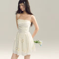 SASSY MOODY Hollow and Thin Waist Splicing Holiday Suspender Dress