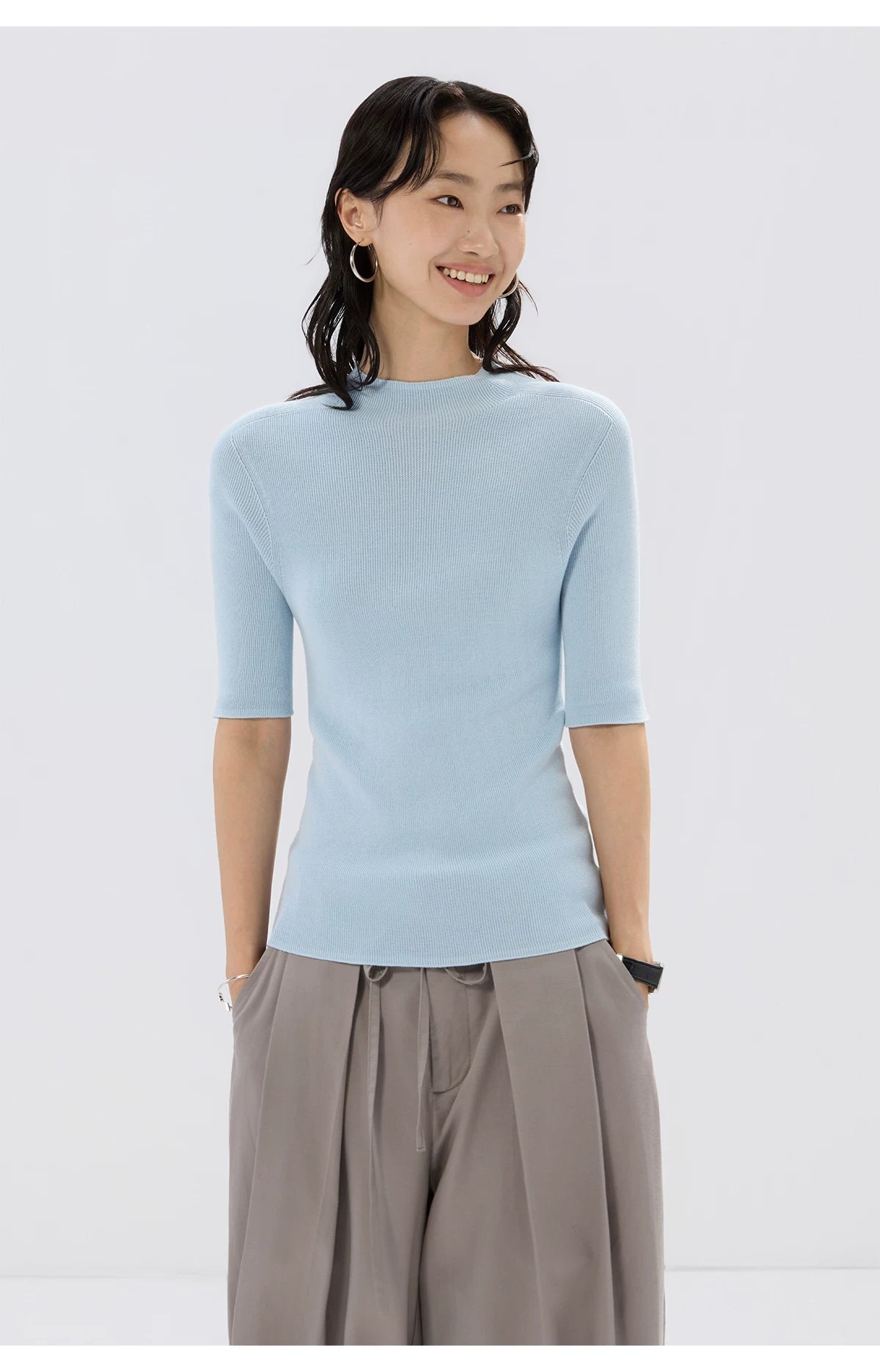 Sameuoo Small Turtleneck Knitted Versatile Tee