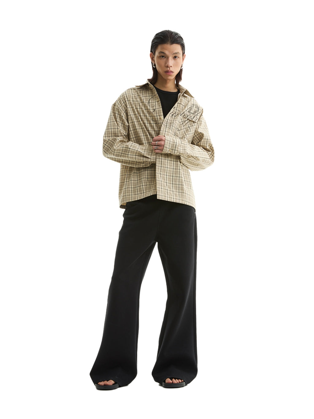 FUNKYFUN Plaid Loose Long-sleeved Shirt Jacket