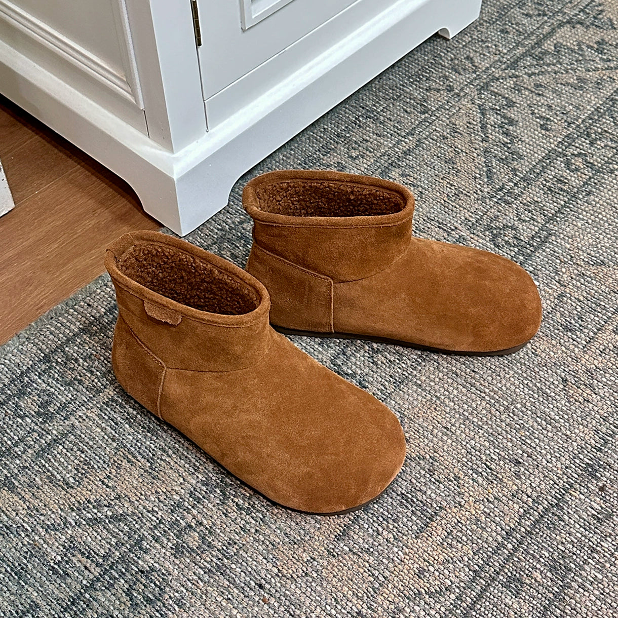 Lidaren Produced Leather Platform Thermal Fleece Bread Shoes