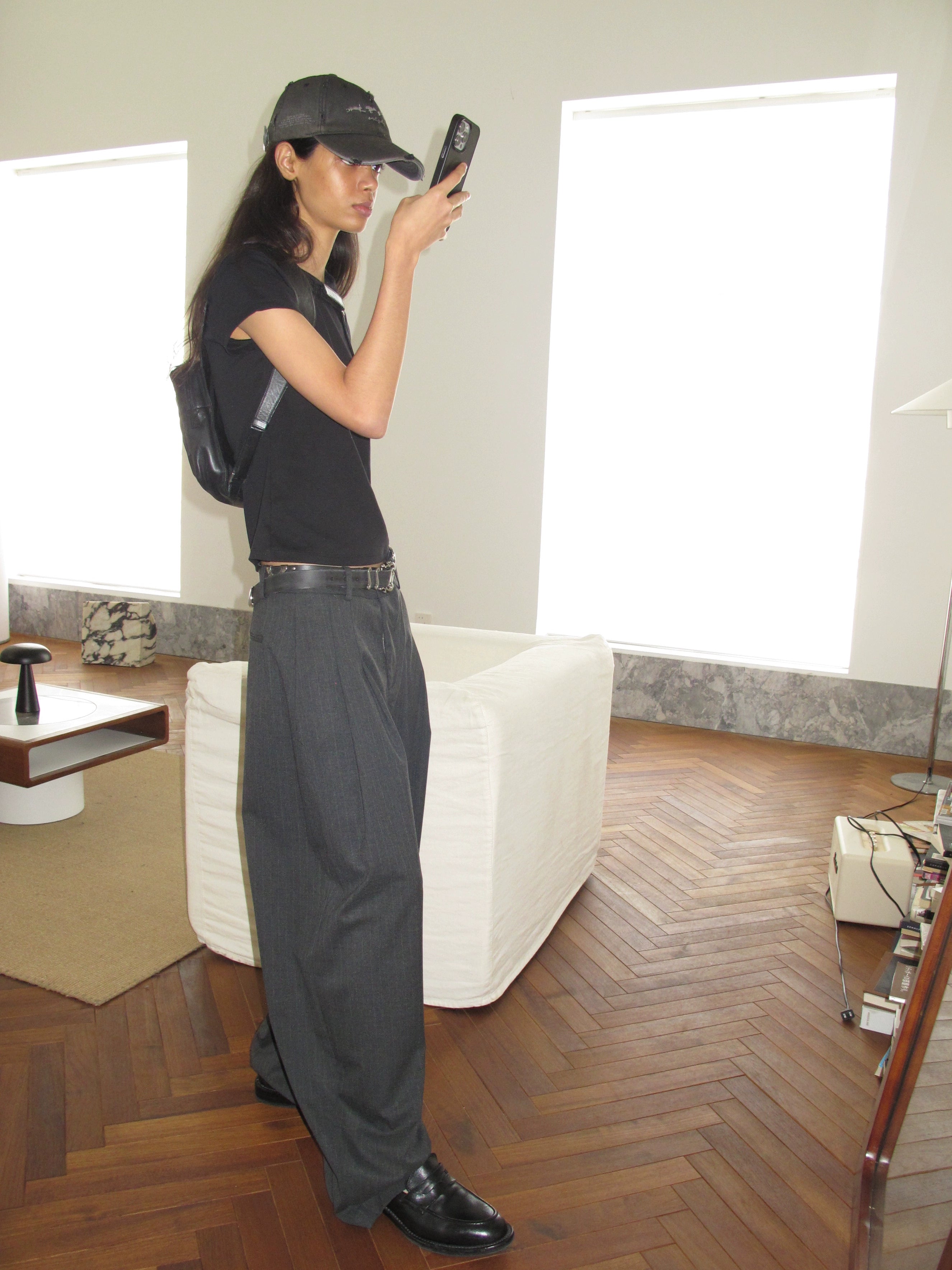 NOT UGLY Striped Grey Scimitar Casual Trousers