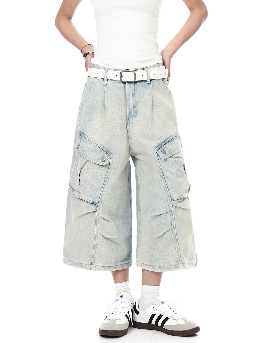 BLACKLISTS Multi-pocket Denim Tooling Cropped Pants