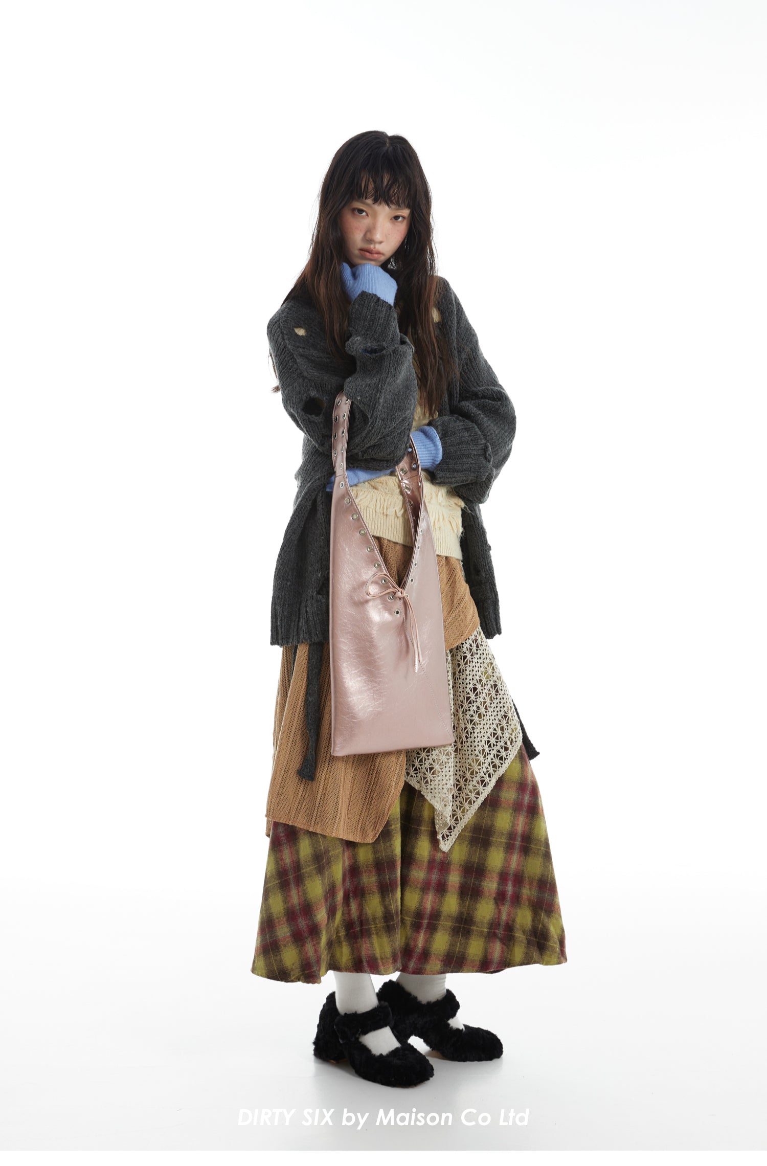 DirtySix Cow Split Leather trotro triangle vaporwave punk bag