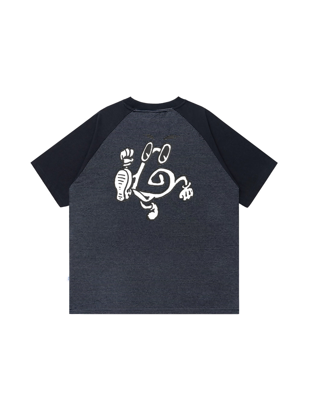 BENT IDEA Pinstripe Color Matching Shoulder Casual Tee