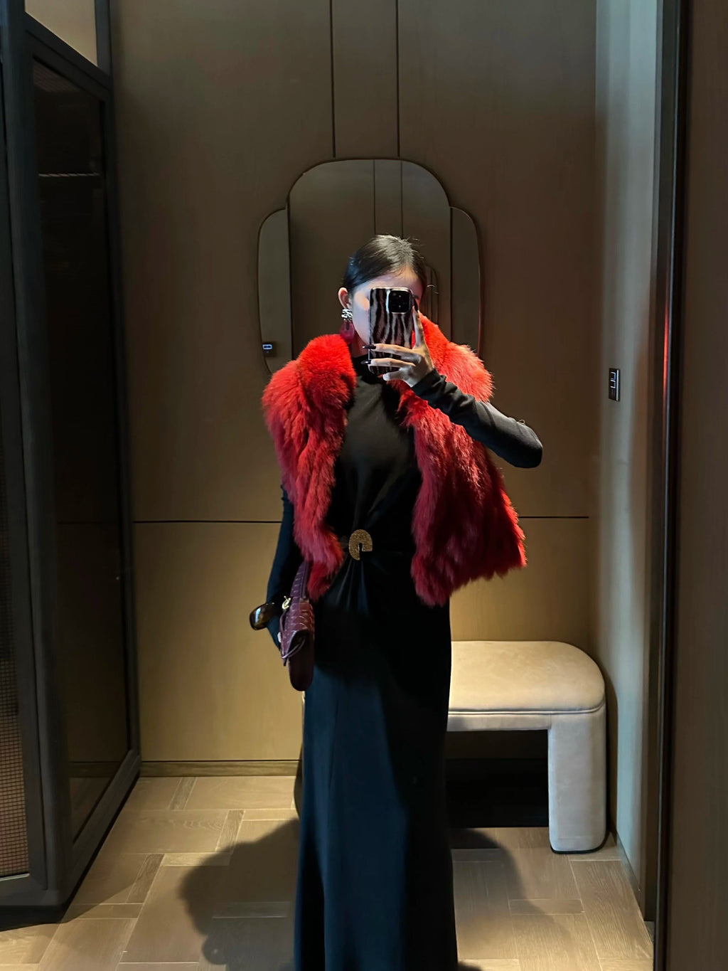 CHUYUQI Semi-turtleneck Pleated Slim-fitting Long-sleeved Dress