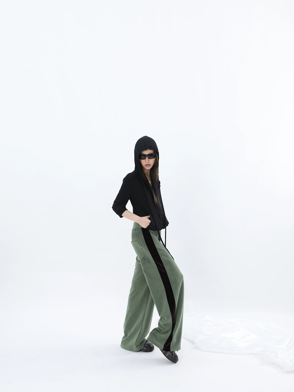 FUZZYKON Totem Print Straight Splicing Sweatpants