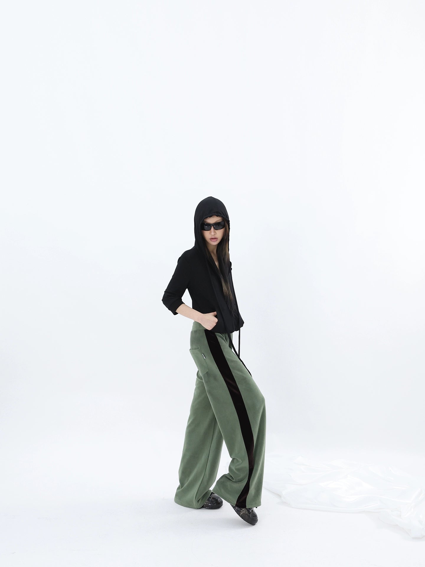 FUZZYKON Totem Print Straight Splicing Sweatpants