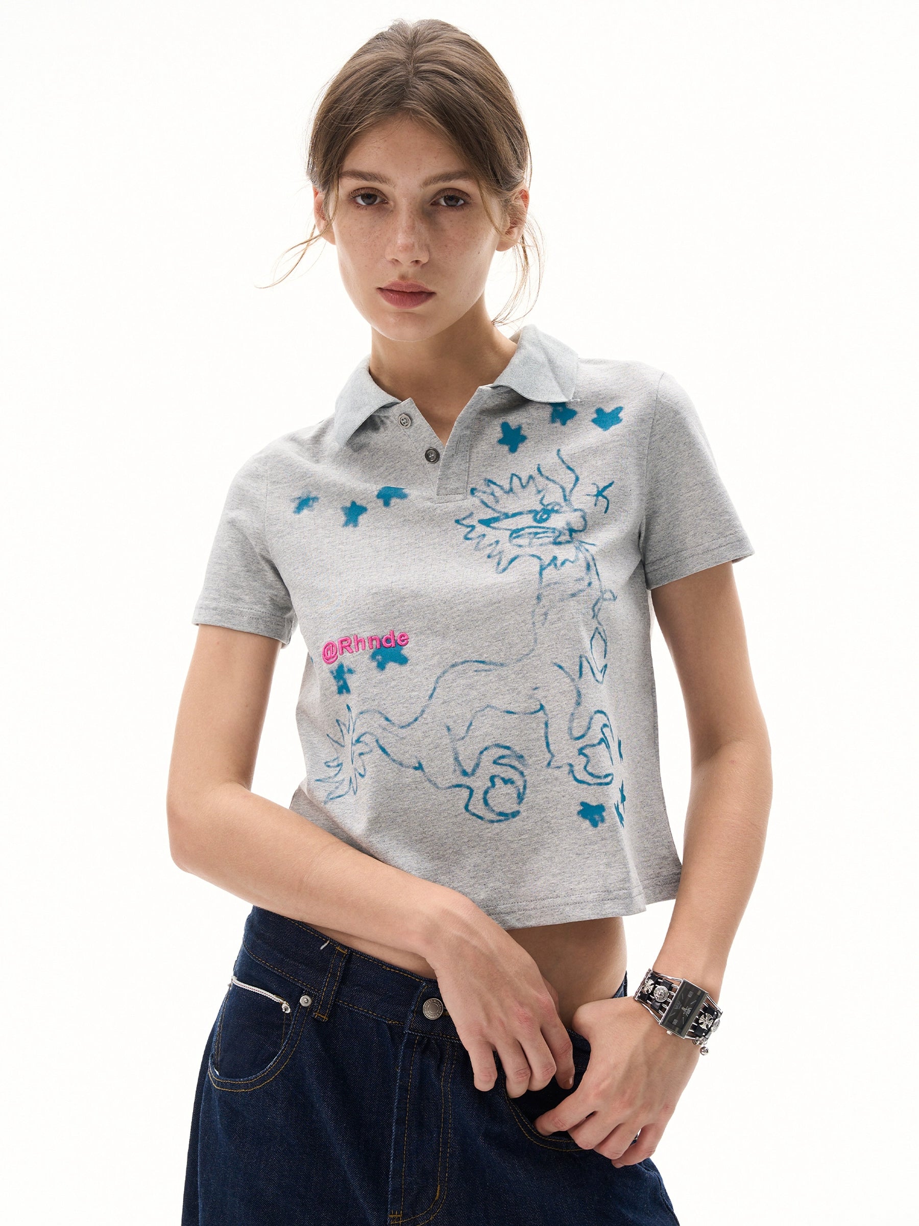 MADWITCH Vintage Graffiti Print Front Shoulder Tee
